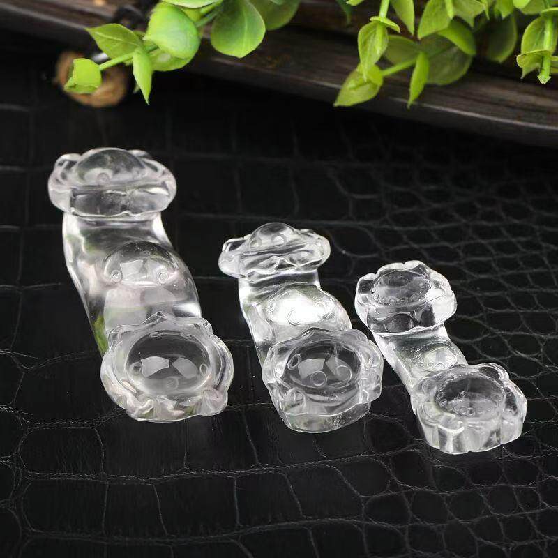 天然白水晶如意顺摆件吉祥如意手把玩件工艺品居家装饰车载小摆件