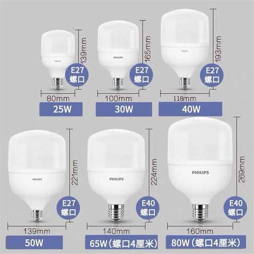 大功率LED天棚灯螺口E27工厂仓库E40光源50W65W80W节能灯泡