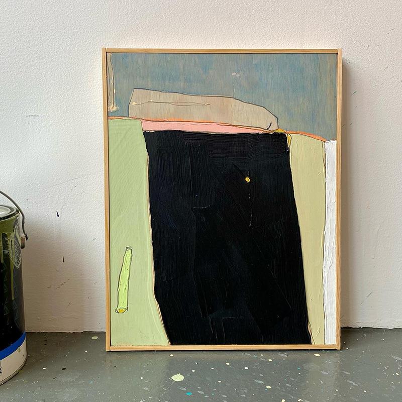 法式中古奶油风入户门玄关餐厅纯手绘挂画抽象客厅沙发背景装饰画
