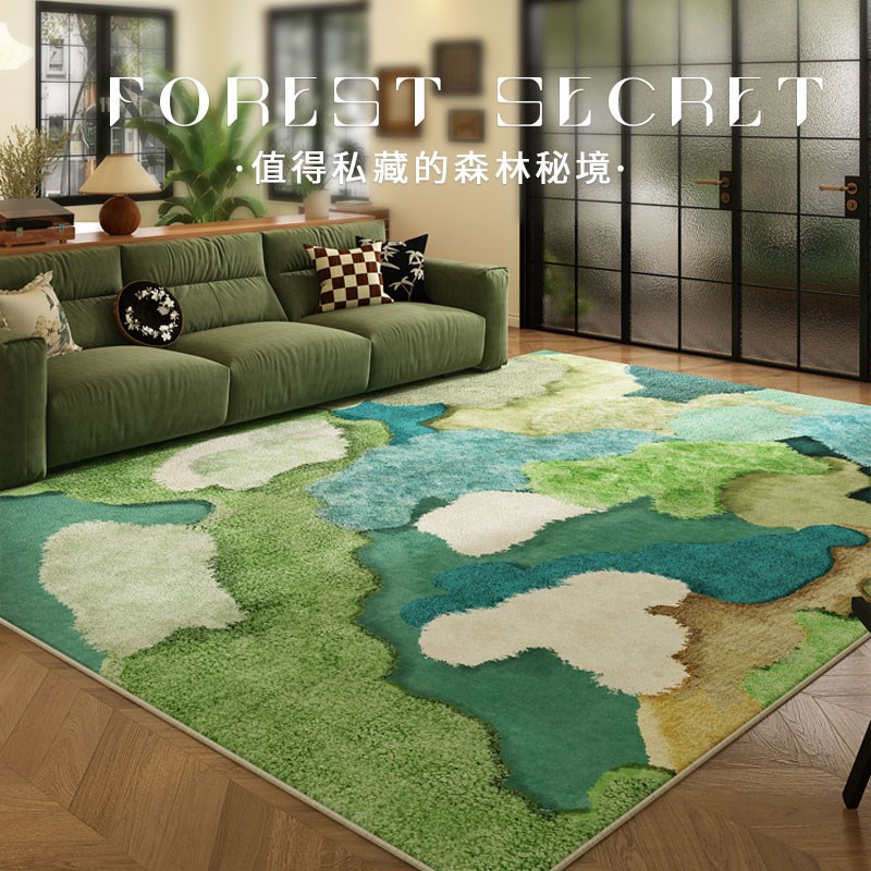 中古绿色地毯客厅苔藓卧室床边毯儿童房阅读区地垫防水防污