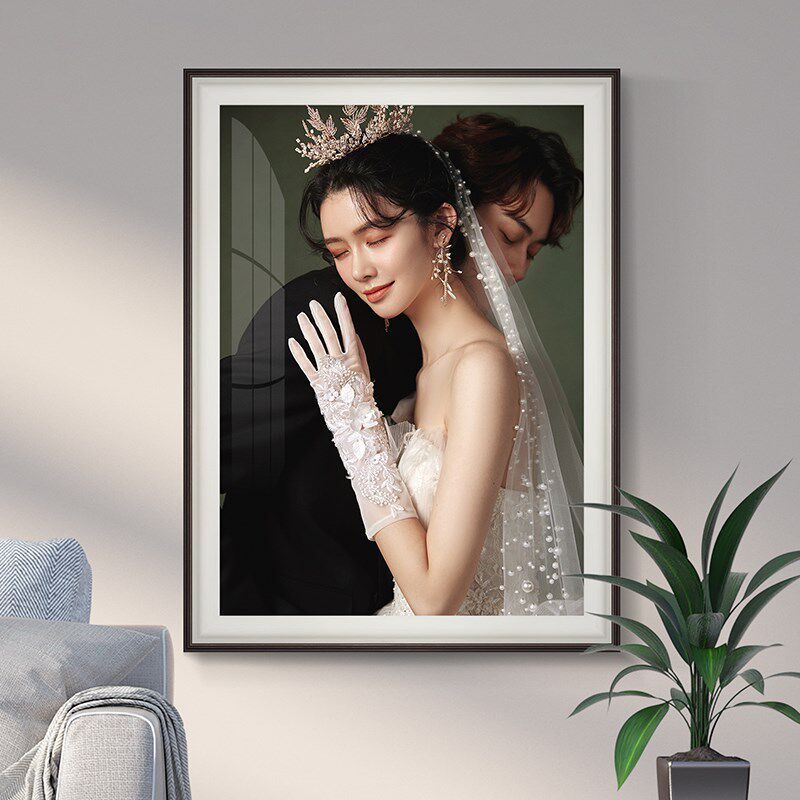 影楼婚纱照相框放大挂墙结婚照全福水晶客厅床照片洗照片