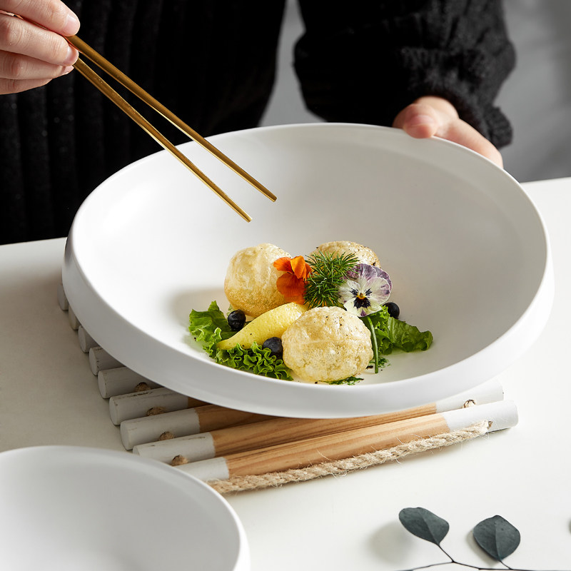 白色欧式菜盘深盘酒店创意性商用异形餐具