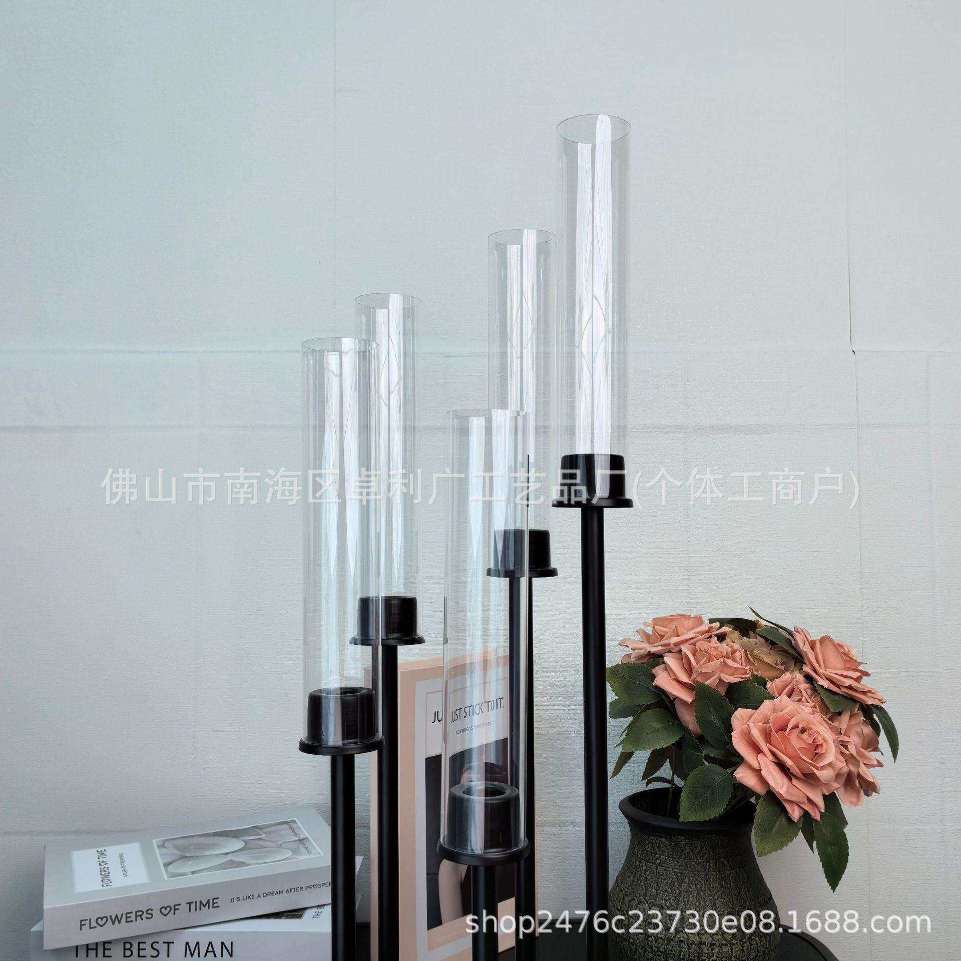 现代简约桌面装饰烛台婚礼场景布置道具电镀铁艺工艺品