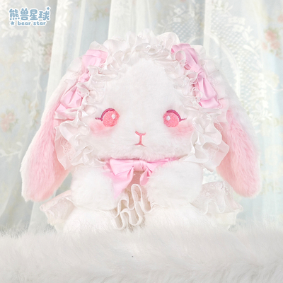 熊兽星球 莓莓兔玩偶包 粉色手作玩偶包Lolita斜跨双肩手提蝴蝶结