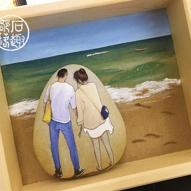 物肖像手工 情 七夕 石趣部落手绘石画