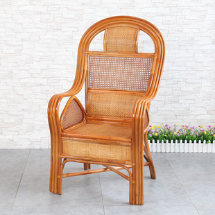 真藤单个靠背椅休闲腾椅现代老座椅办公椅藤条编织椅