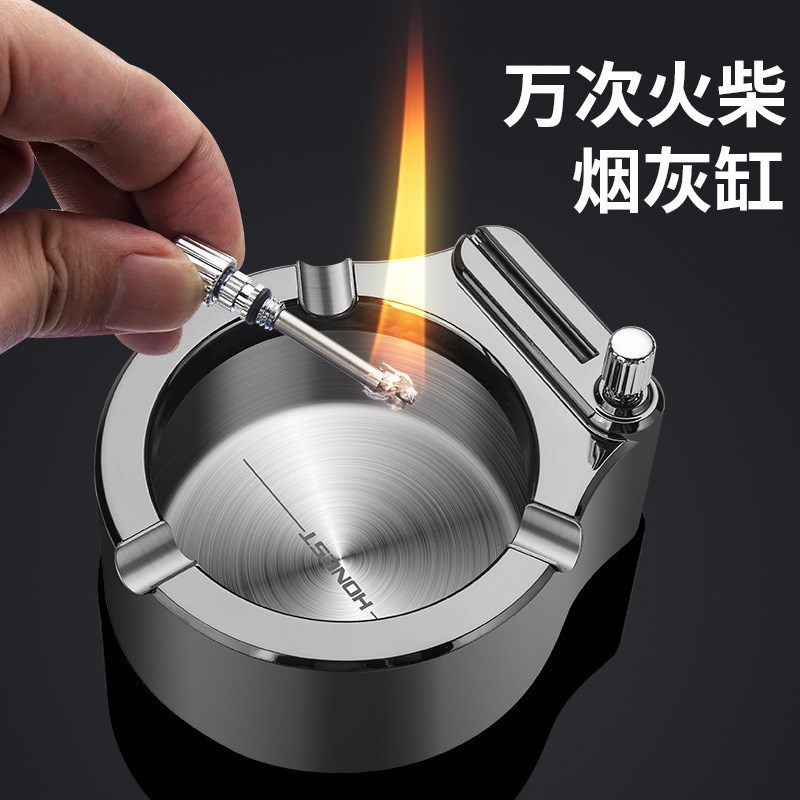 烟灰缸带万次火柴打火体潮流性载室内