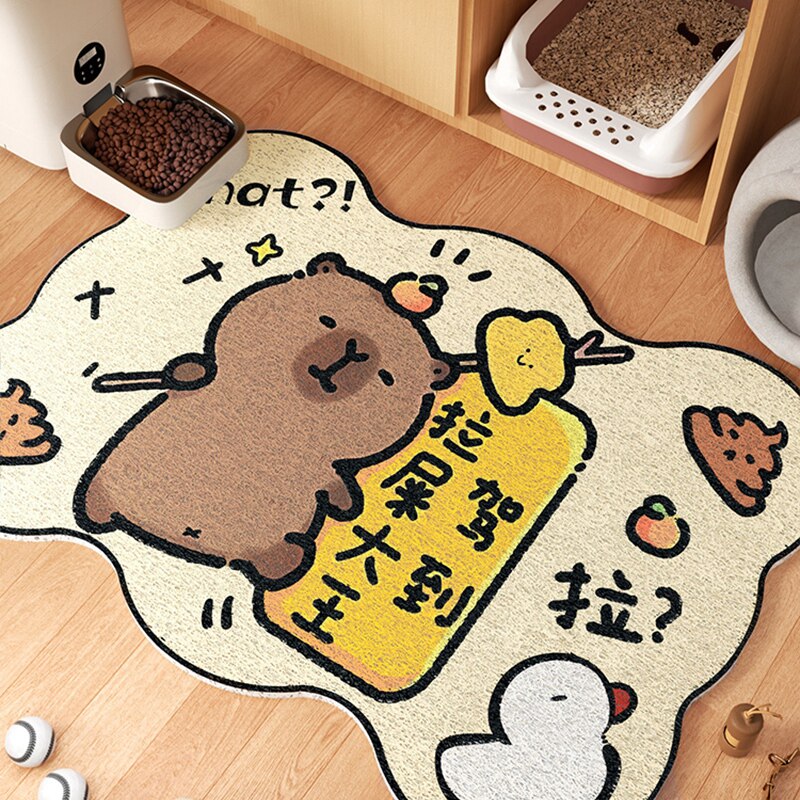 猫砂垫拉屎大王驾到丝圈地毯防带出猫砂盆垫猫咪控砂垫子宠物餐垫