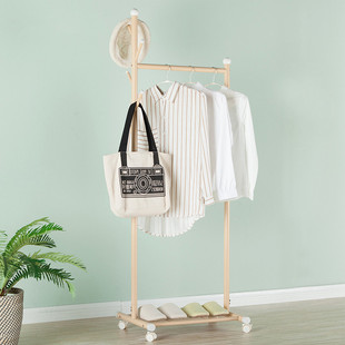 晾衣架落地单杆式挂衣架带轮宿舍室内阳台金属晒衣架小型