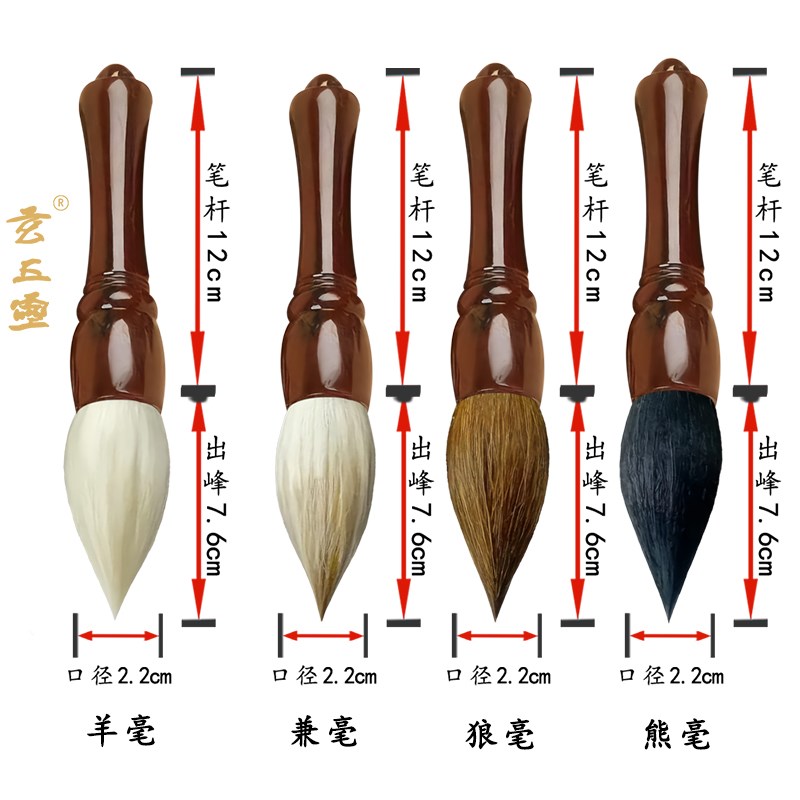 短杆兼毫熊毫狼毫提斗大号抓笔对福字春创作毛笔作品