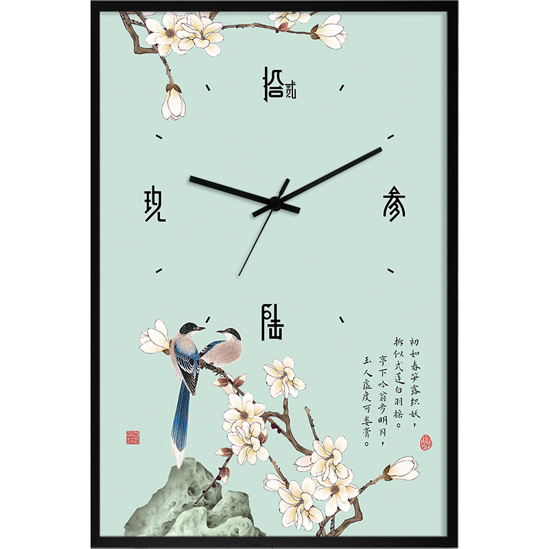 贝新电表箱装饰画时钟带钟表遮挡配电箱挂钟挂画竖免打