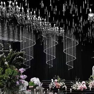 饰菠萝珠异形帘子 婚庆水晶珠帘螺旋珠串珠链吊顶布置婚礼堂现场装