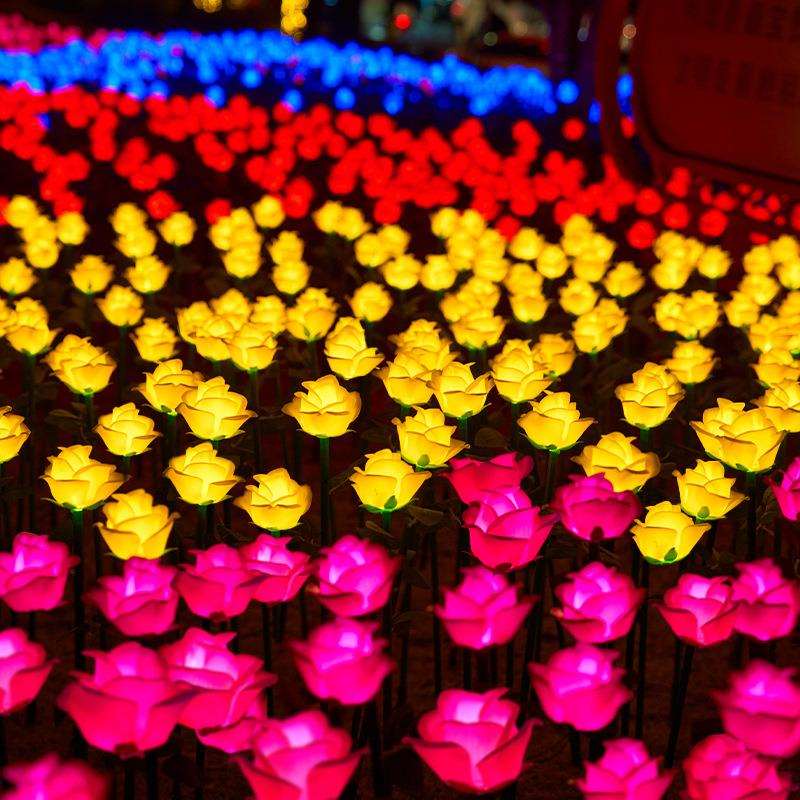 led玫瑰花灯太阳能地插灯梦幻灯光节产品户外景观插地灯玫瑰灯