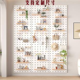实木洞洞客厅卧室墙面置物架墙上木质隔板收纳墙壁展示架挂板入户