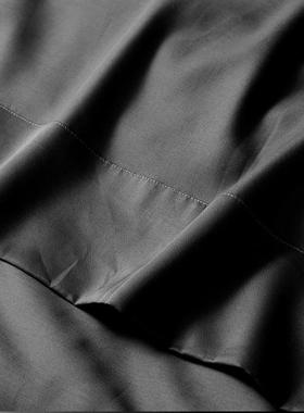 PK7J80支400根黑色纯棉贡缎四件套长绒棉被套床单床笠四件套床上