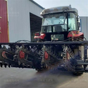 四轮带动双链条开沟翻土机河南热销土地开沟机刀头管道铺设开槽机