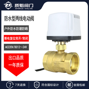 电磁阀两线电动二通三通球阀DC24AC220V 防水型开关二线常开常闭式