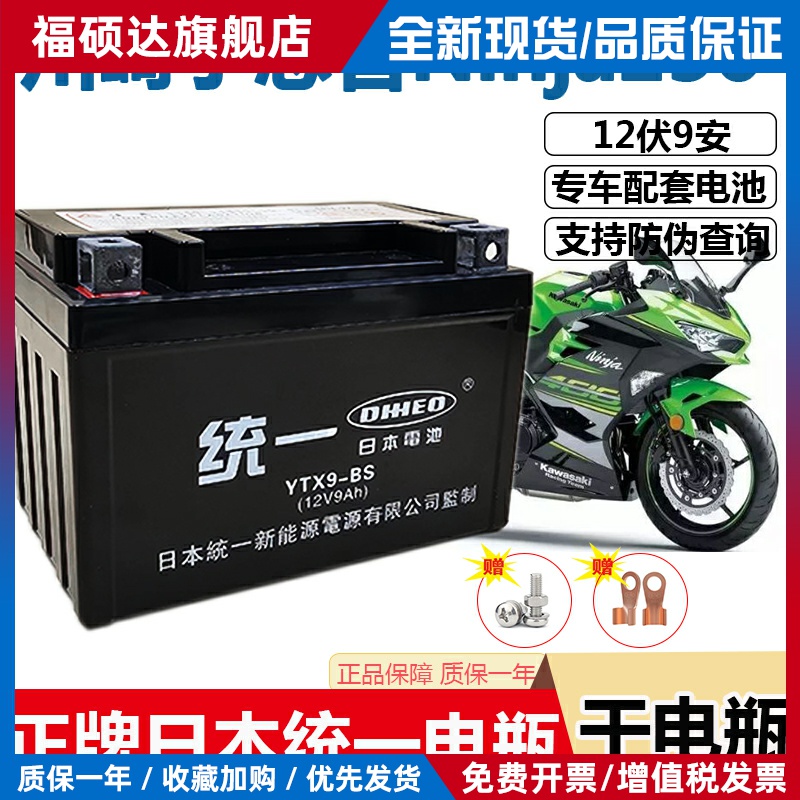 摩托车干电瓶川崎小忍者Ninja250 300 400 600ZX-6R Z400CC蓄电池