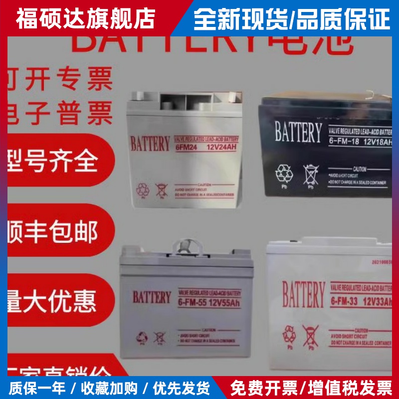 BATTERY蓄电池6-FM-55 12V55AH40A24A33AH18A东君应急照明36V电源