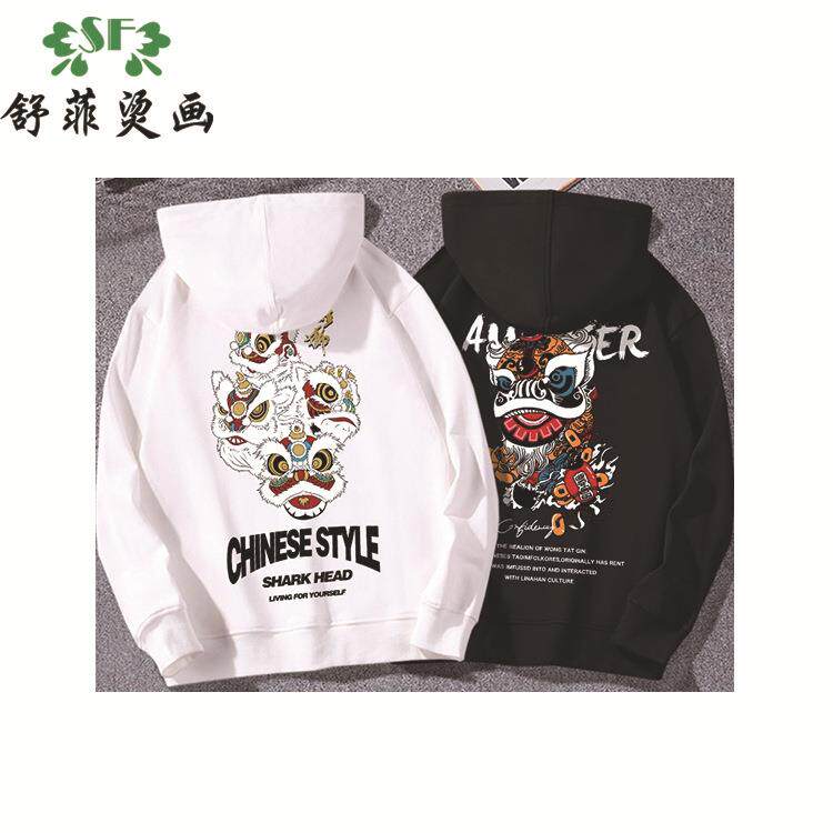 厂家男装爆款图案定柯式烫画服装印花布贴热转印高弹耐水洗