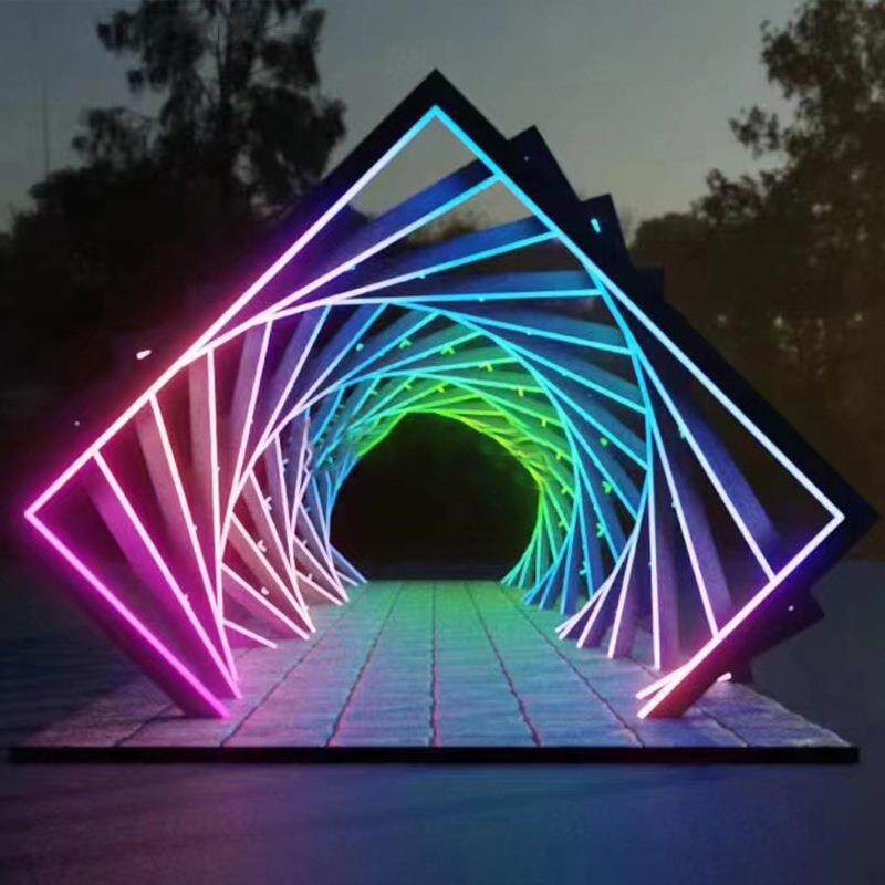户外led幻彩拱门网红时光隧道灯光秀造型灯广场商业街亮化装饰灯