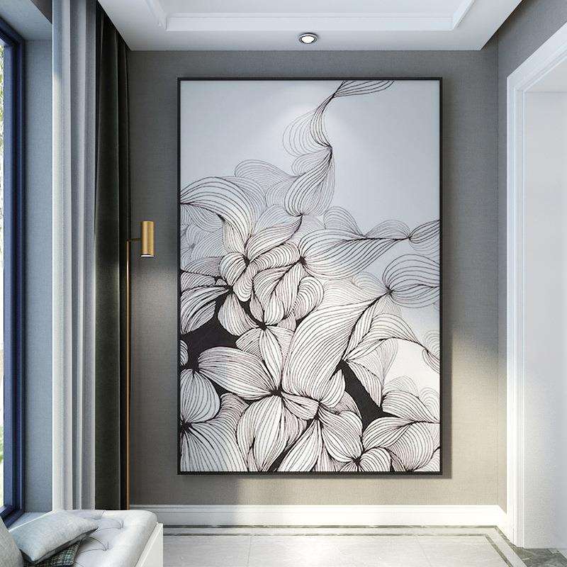 入户门厅玄关走廊装饰画酒店竖版水墨挂画抽象现代简约客厅墙画