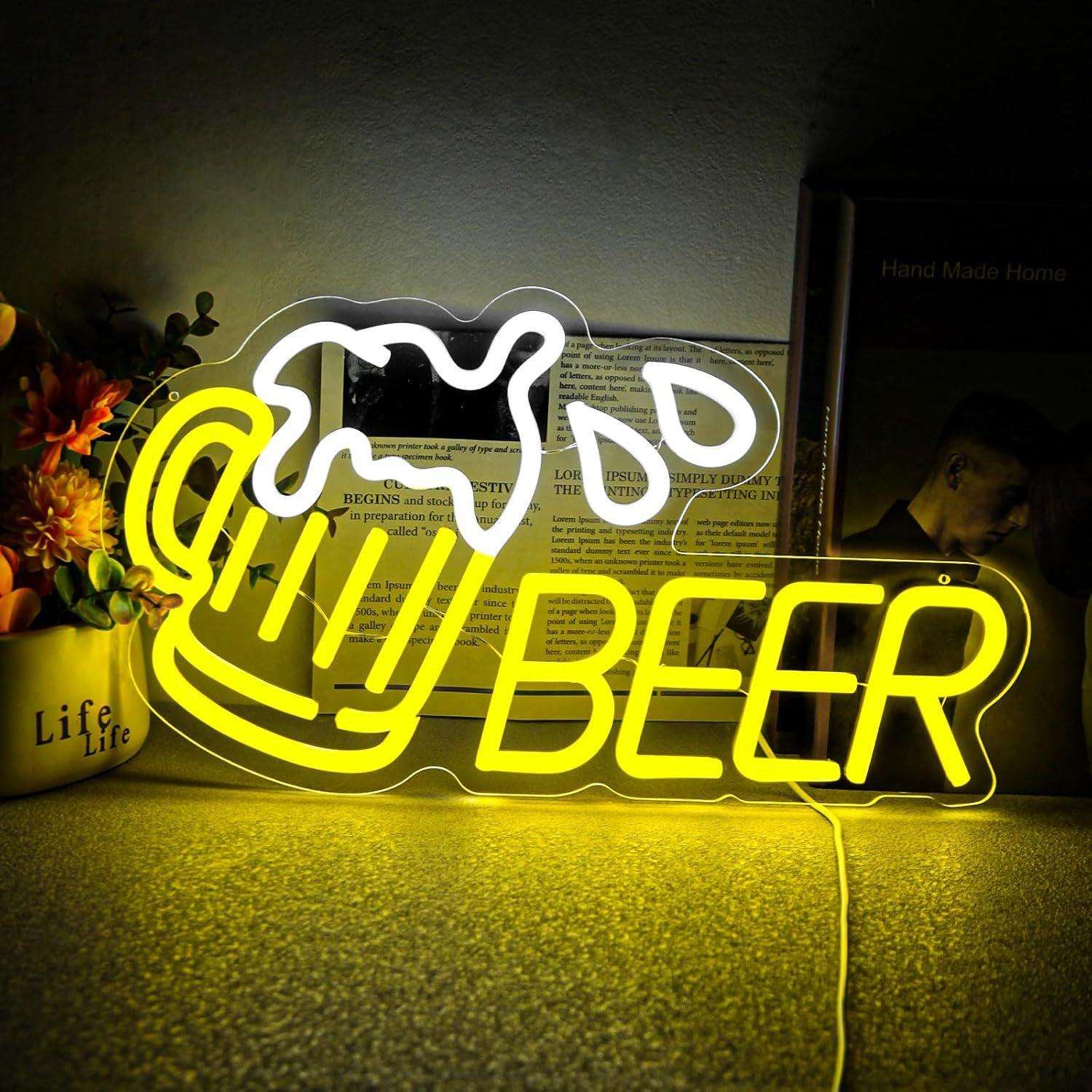 LED霓虹酒吧啤酒音乐酒吧男士洞穴墙壁装饰亚克力标志