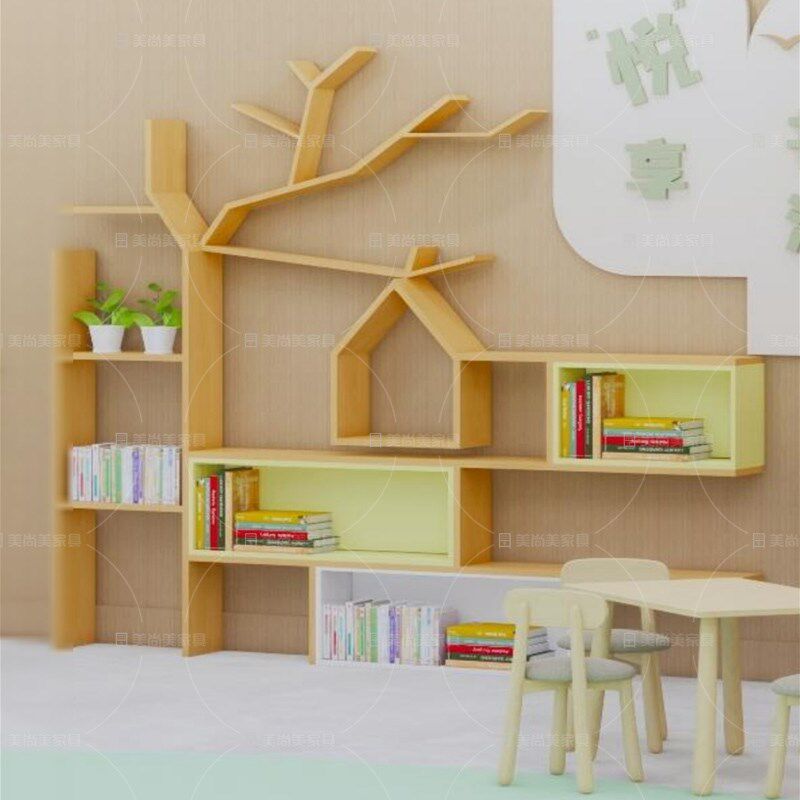 幼儿园大厅形象墙书柜满墙树形走廊装饰环创板学校图书馆