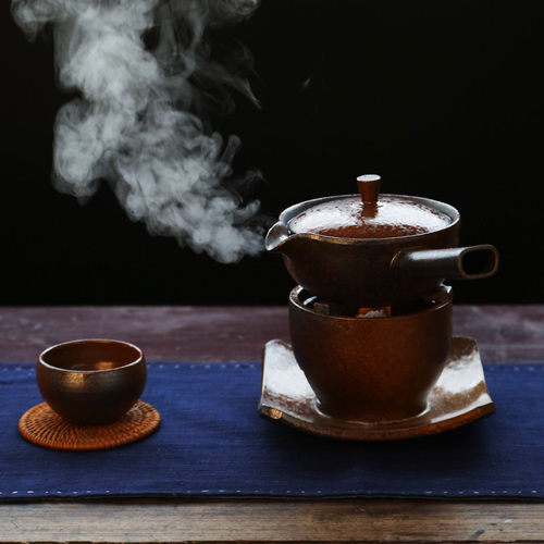 粗陶煮茶壶酒精煮茶炉功夫茶道功夫茶具蜡烛茶壶温茶炉子