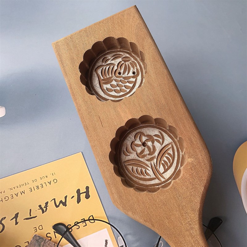 面点糕点梨木手工雕刻木质模具单绿豆糕饼样馒头冰皮