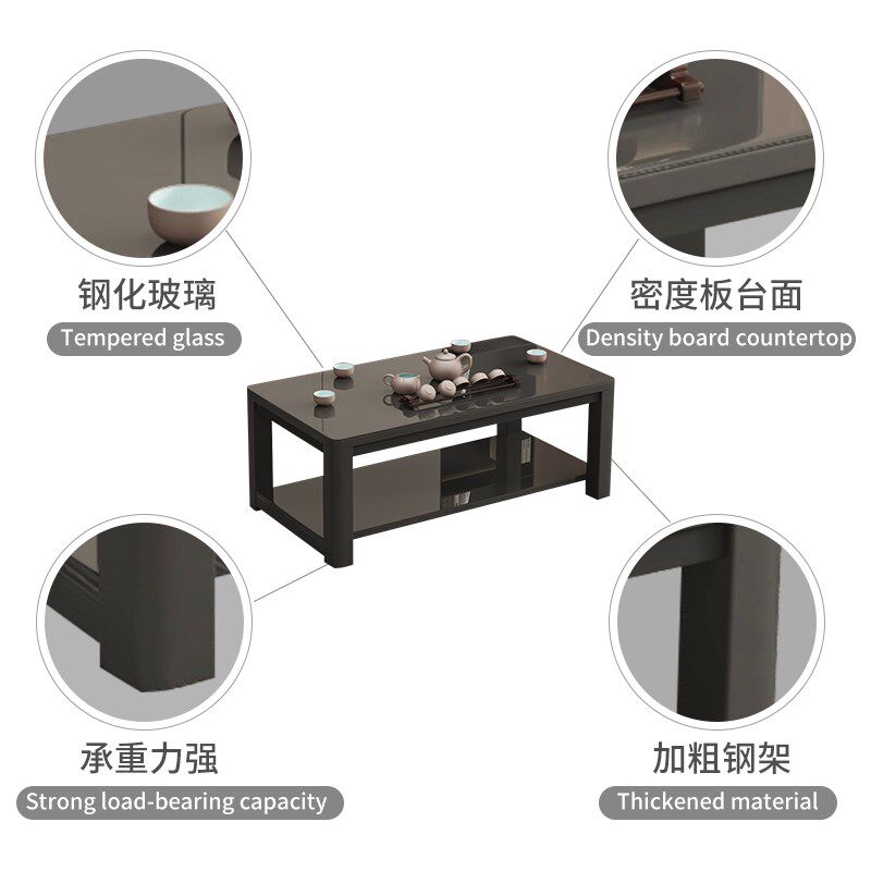欧式钢化办公桌客厅接待沏茶台小户型桌子出租屋层茶几