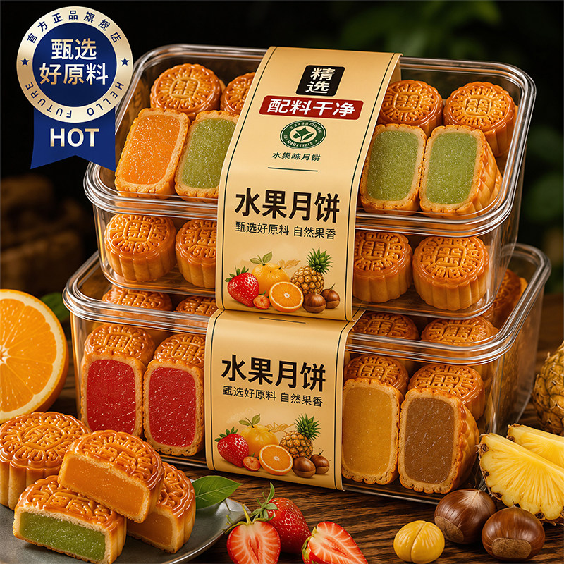 【天猫严选】广式水果月饼迷你果味中秋节月饼整箱11种口味小月饼