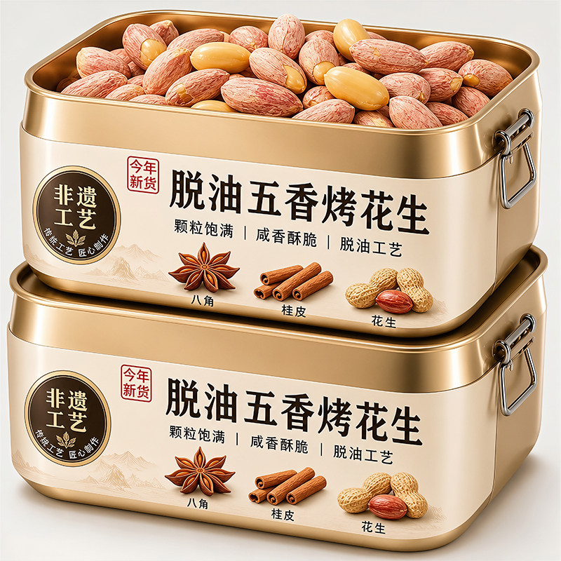 山东特产脱油五香烤花生米图片
