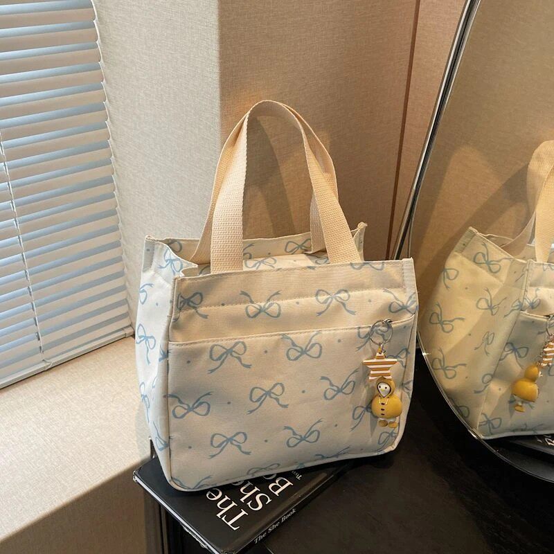 新款高颜值帆布包女手提学生外出简约便携上班百搭便当饭盒手拎u