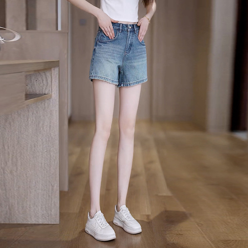薄款高腰A字牛仔短裤女2026夏季三分裤显瘦小个子百搭休闲阔腿裤