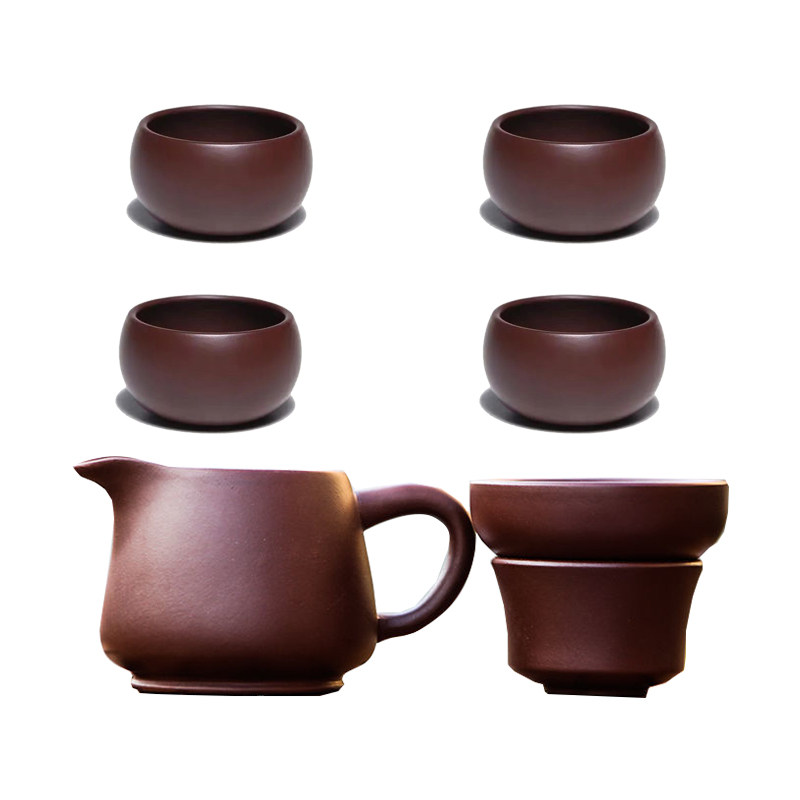 毫升宜兴紫砂功道杯壶原矿紫朱泥公道杯紫砂茶漏球杯子