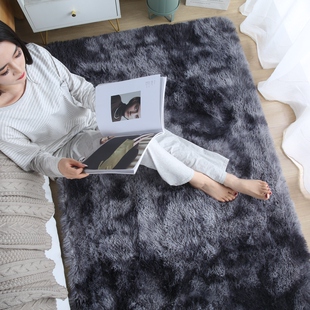 米白色长毛绒新款客厅地毯卧室床边加厚垫子少女房间拍照