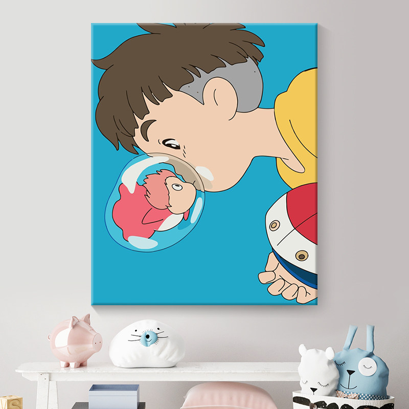 油彩画波妞和宗介油画填色画手工涂色画画填充水彩画解压