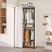 卧室布出租房用防尘布帘组装 现代钢木架结实耐用