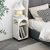 实木窄床头柜带轮设计师沙发边柜边几床边柜创意