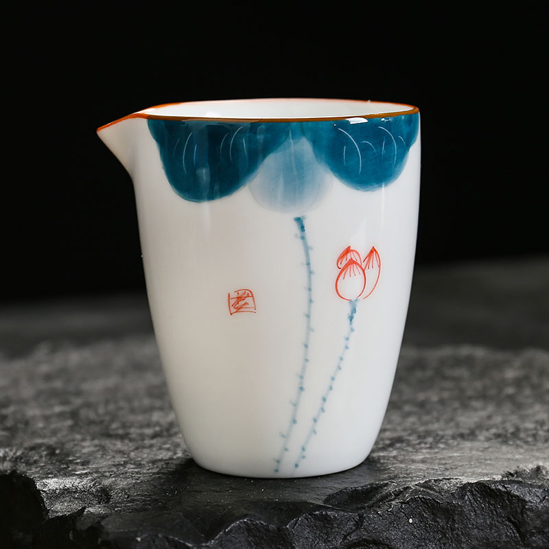 手绘公道杯泡茶茶漏分茶器公杯匀杯白瓷功夫茶具茶道