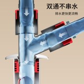 下水管三头通洗衣排水管地漏下水道三通分水器分流器一分二