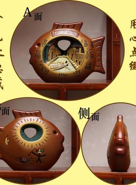 鱼客厅酒柜摆件h隔断玄关装饰品对小陶瓷入户P中式博古架工艺进门