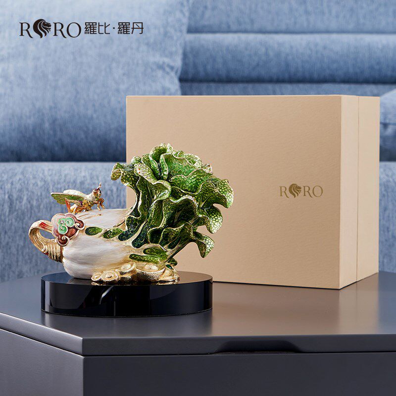 罗比罗丹招财进宝白菜珐琅彩工艺玄关博古架礼品