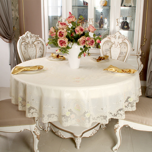 圆桌带转盘桌布防水防油免洗欧式层圆形转桌台布餐桌垫