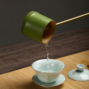 天然竹制水勺茶道零件勺子打水器具水瓢酒瓢长勺复古工艺