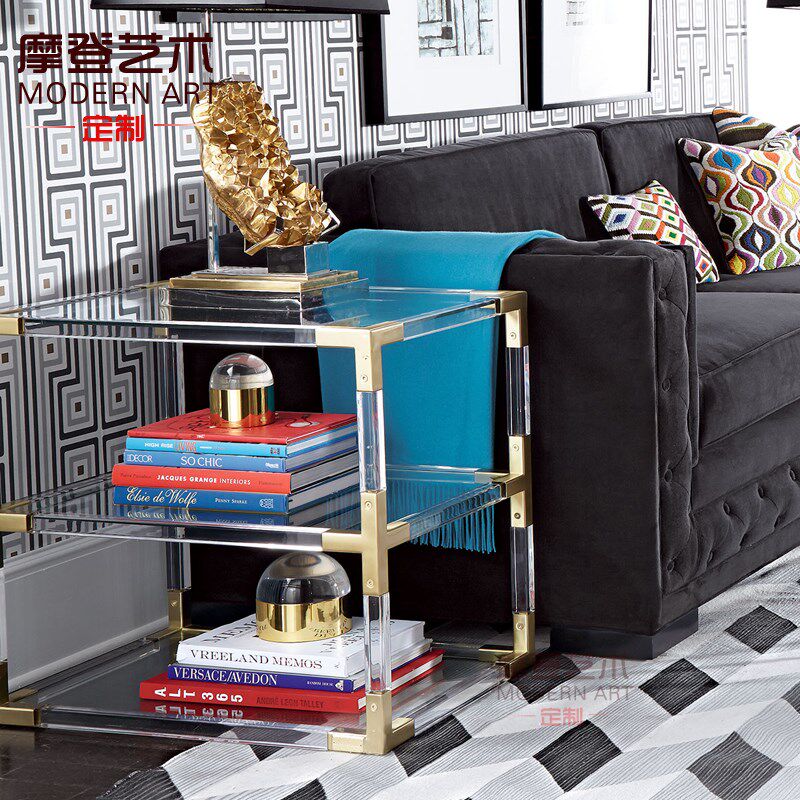 摩登后现代边几 客厅沙发角几 金属家具