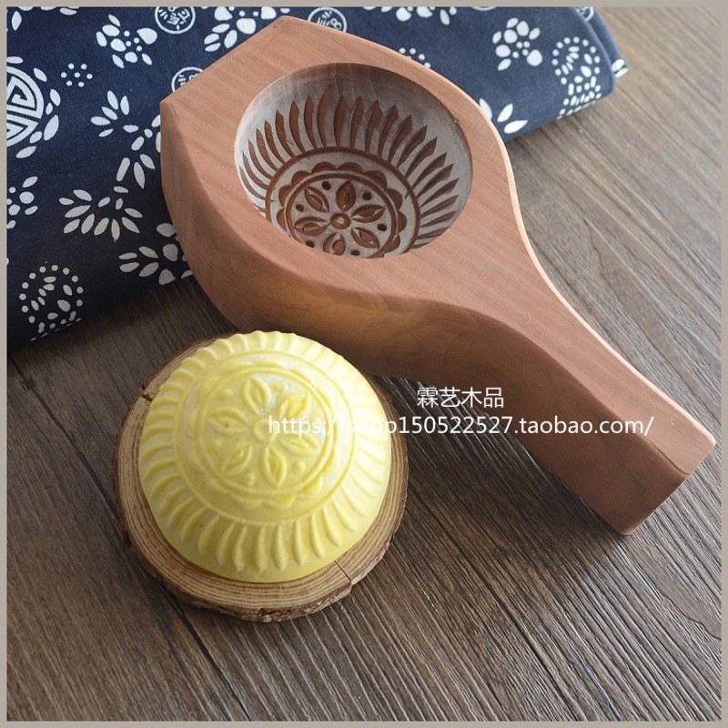 馒饽木质立体凹青团绿豆糕点心豆沙包子烘焙印模具