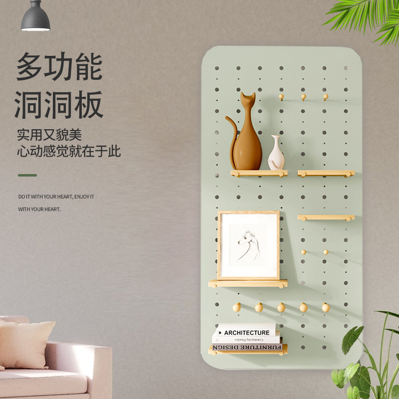 实木洞洞板展示架木质挂板洞洞墙入户隔板门口玄