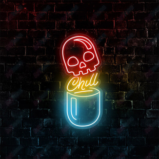 药丸赛博霓虹灯房造型气氛灯光房间墙灯洞洞板灯条灯带